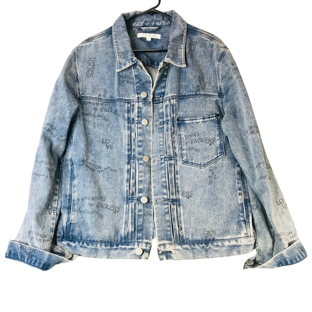 RARE PacSun "Altered States of Endless Consciousness" Graphic Denim Jacket MED